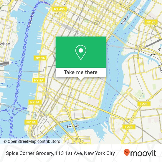 Mapa de Spice Corner Grocery, 113 1st Ave