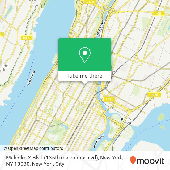 Mapa de Malcolm X Blvd (135th malcolm x blvd), New York, NY 10030