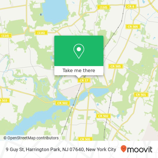 Mapa de 9 Guy St, Harrington Park, NJ 07640