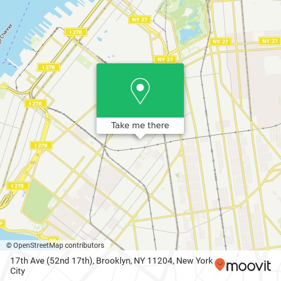 Mapa de 17th Ave (52nd 17th), Brooklyn, NY 11204