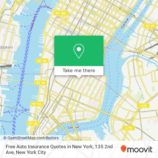 Mapa de Free Auto Insurance Quotes in New York, 135 2nd Ave