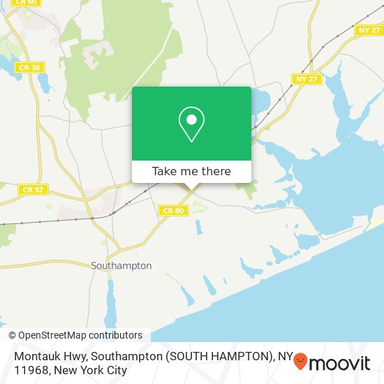 Montauk Hwy, Southampton (SOUTH HAMPTON), NY 11968 map