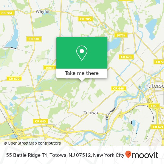 Mapa de 55 Battle Ridge Trl, Totowa, NJ 07512