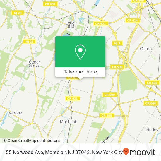 Mapa de 55 Norwood Ave, Montclair, NJ 07043