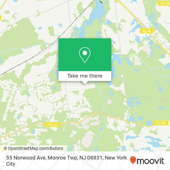 Mapa de 55 Norwood Ave, Monroe Twp, NJ 08831