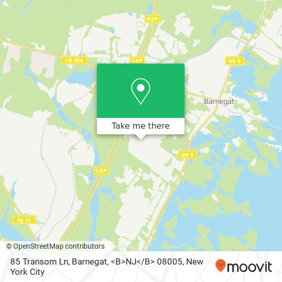 Mapa de 85 Transom Ln, Barnegat, <B>NJ< / B> 08005