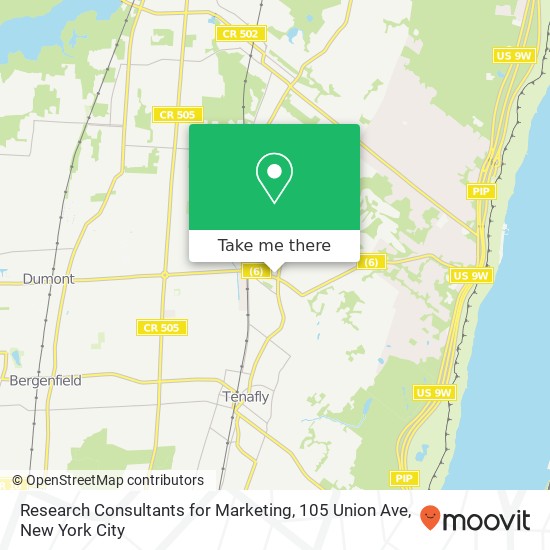 Mapa de Research Consultants for Marketing, 105 Union Ave