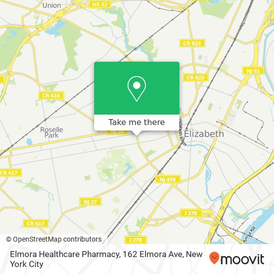 Mapa de Elmora Healthcare Pharmacy, 162 Elmora Ave