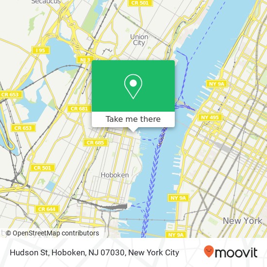 Mapa de Hudson St, Hoboken, NJ 07030