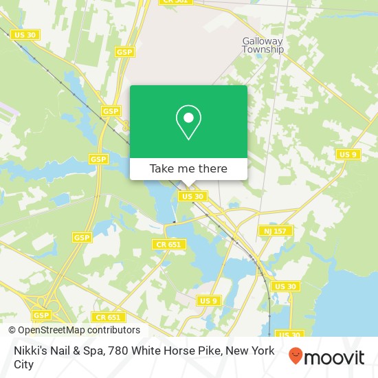 Mapa de Nikki's Nail & Spa, 780 White Horse Pike