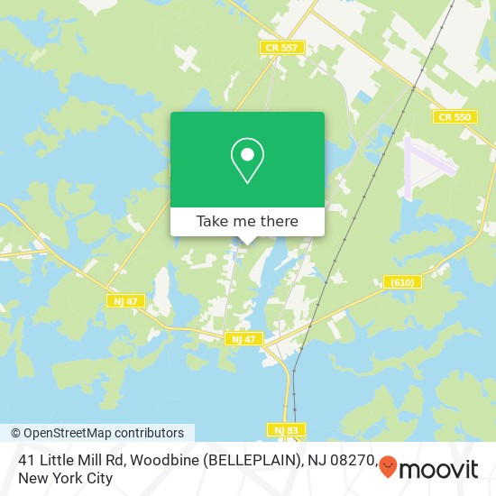 Mapa de 41 Little Mill Rd, Woodbine (BELLEPLAIN), NJ 08270