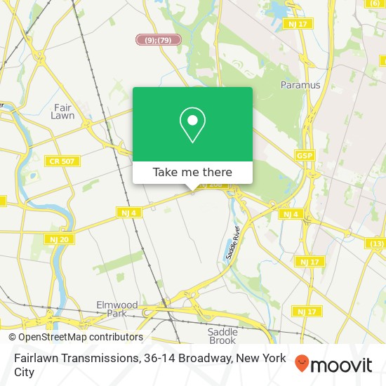 Mapa de Fairlawn Transmissions, 36-14 Broadway
