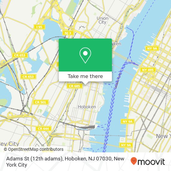 Mapa de Adams St (12th adams), Hoboken, NJ 07030