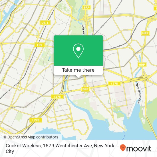 Mapa de Cricket Wireless, 1579 Westchester Ave