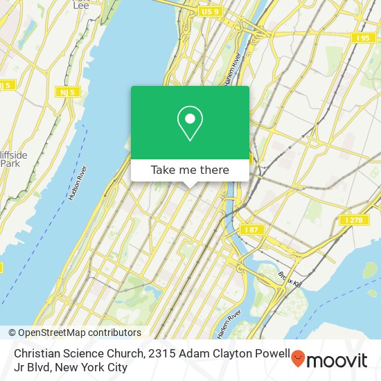 Christian Science Church, 2315 Adam Clayton Powell Jr Blvd map