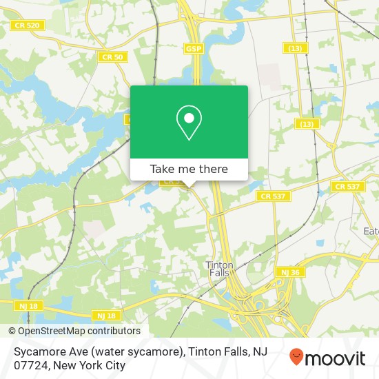 Mapa de Sycamore Ave (water sycamore), Tinton Falls, NJ 07724