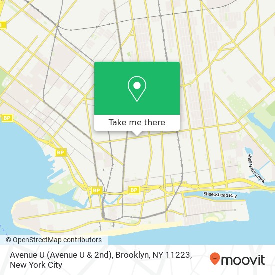Mapa de Avenue U (Avenue U & 2nd), Brooklyn, NY 11223
