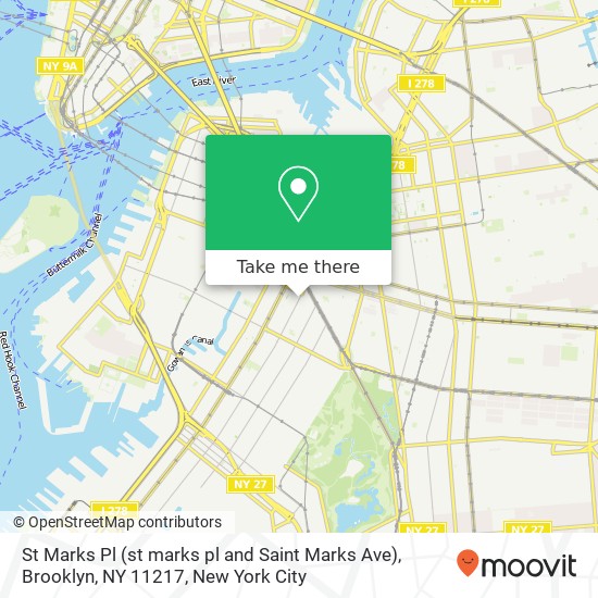 Mapa de St Marks Pl (st marks pl and Saint Marks Ave), Brooklyn, NY 11217