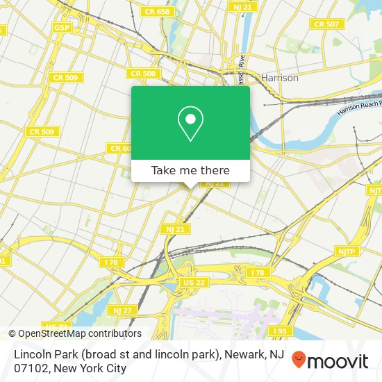 Lincoln Park (broad st and lincoln park), Newark, NJ 07102 map