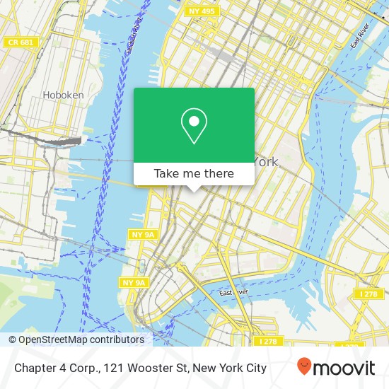 Chapter 4 Corp., 121 Wooster St map