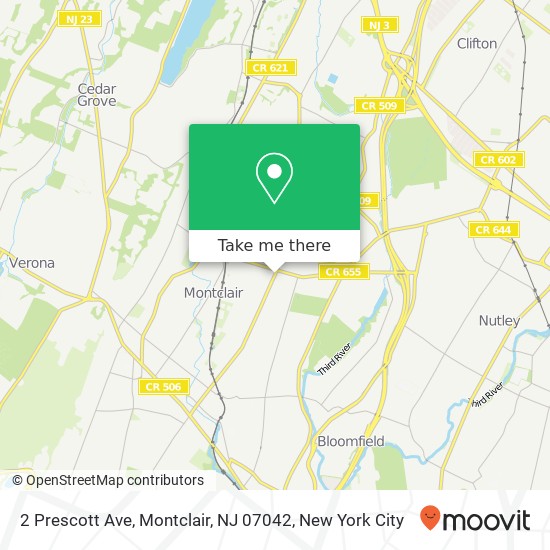 Mapa de 2 Prescott Ave, Montclair, NJ 07042