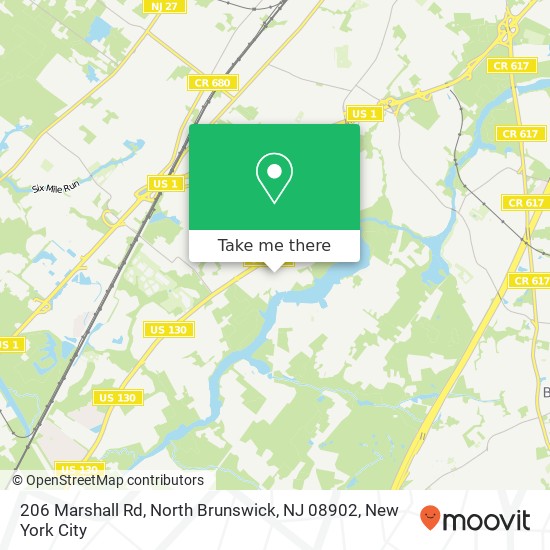 Mapa de 206 Marshall Rd, North Brunswick, NJ 08902