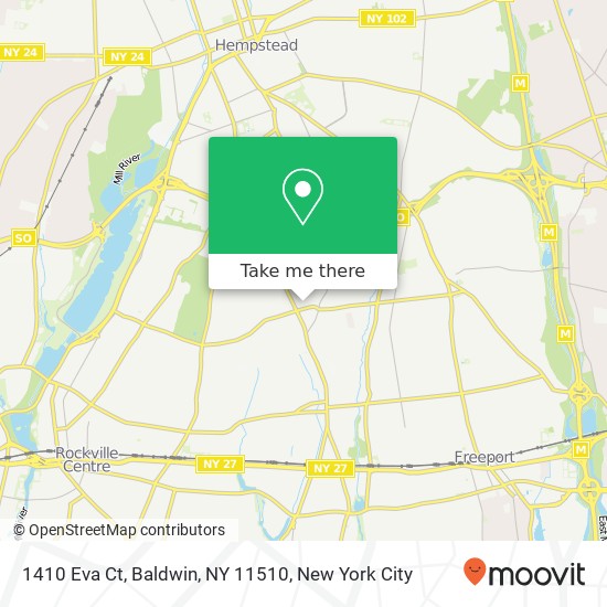 Mapa de 1410 Eva Ct, Baldwin, NY 11510