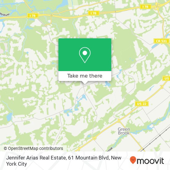 Jennifer Arias Real Estate, 61 Mountain Blvd map