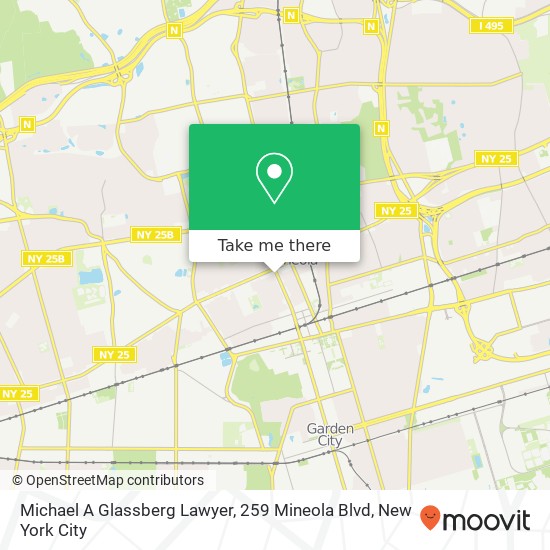 Mapa de Michael A Glassberg Lawyer, 259 Mineola Blvd