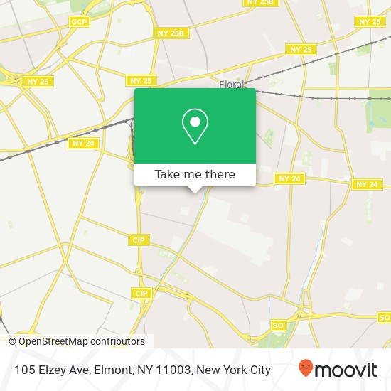 Mapa de 105 Elzey Ave, Elmont, NY 11003