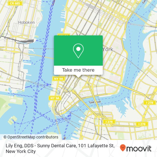 Mapa de Lily Eng, DDS - Sunny Dental Care, 101 Lafayette St