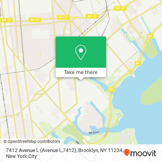 Mapa de 7412 Avenue L (Avenue L,7412), Brooklyn, NY 11234