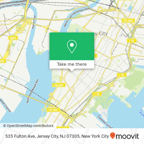 Mapa de 535 Fulton Ave, Jersey City, NJ 07305
