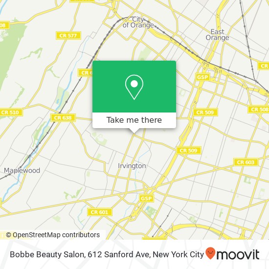 Mapa de Bobbe Beauty Salon, 612 Sanford Ave