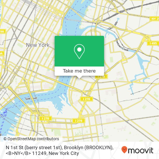 N 1st St (berry street 1st), Brooklyn (BROOKLYN), <B>NY< / B> 11249 map