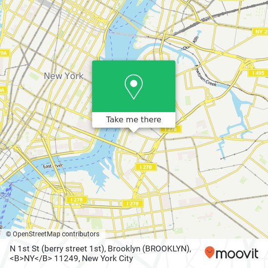 Mapa de N 1st St (berry street 1st), Brooklyn (BROOKLYN), <B>NY< / B> 11249