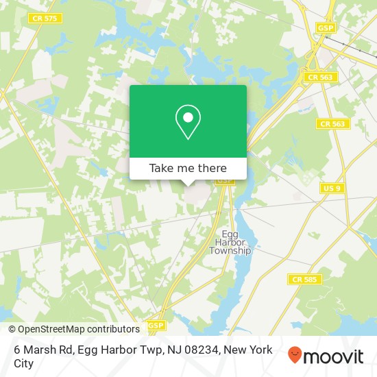 Mapa de 6 Marsh Rd, Egg Harbor Twp, NJ 08234