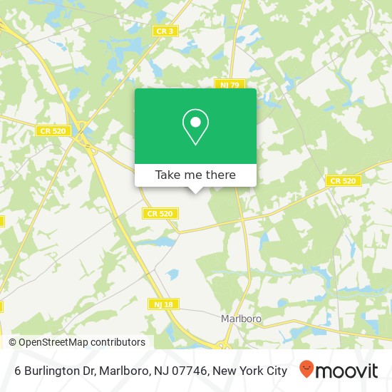 Mapa de 6 Burlington Dr, Marlboro, NJ 07746