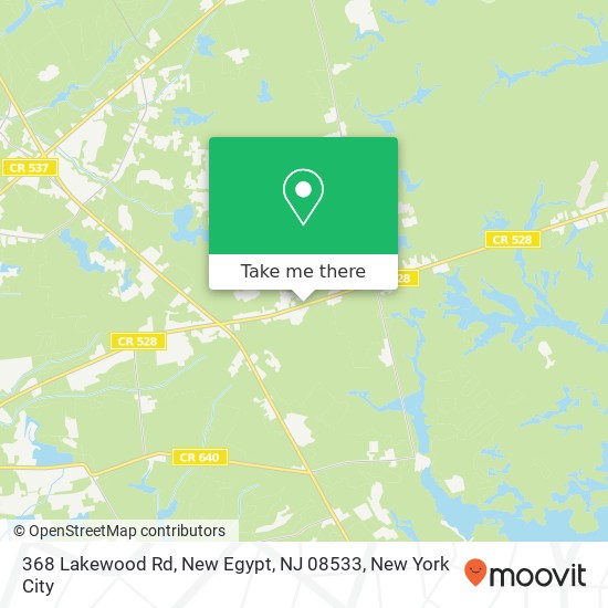 Mapa de 368 Lakewood Rd, New Egypt, NJ 08533