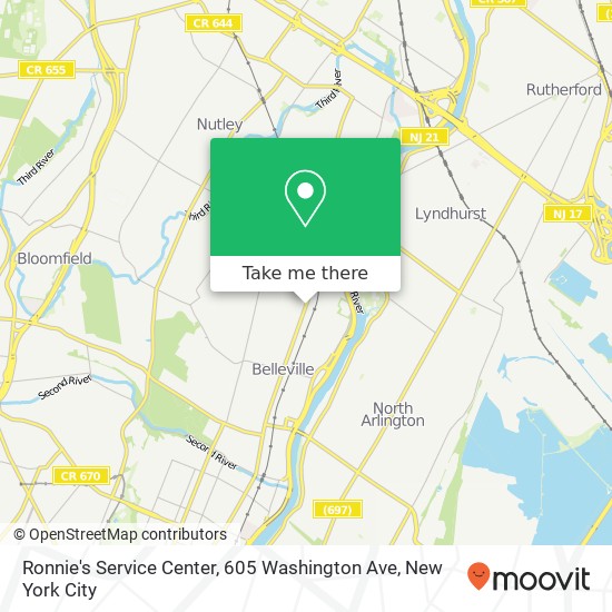Mapa de Ronnie's Service Center, 605 Washington Ave