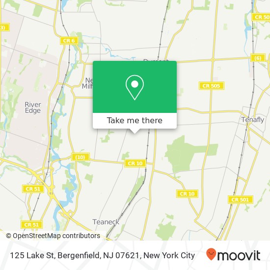 Mapa de 125 Lake St, Bergenfield, NJ 07621