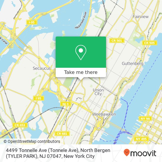 4499 Tonnelle Ave (Tonnele Ave), North Bergen (TYLER PARK), NJ 07047 map