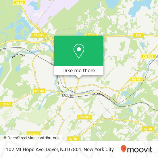 Mapa de 102 Mt Hope Ave, Dover, NJ 07801