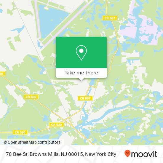 Mapa de 78 Bee St, Browns Mills, NJ 08015