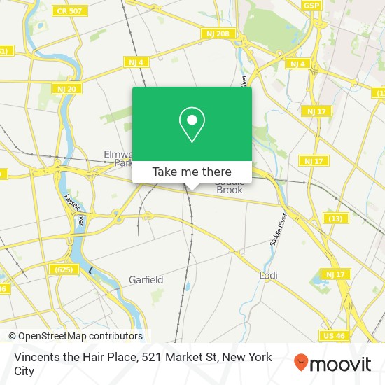 Mapa de Vincents the Hair Place, 521 Market St