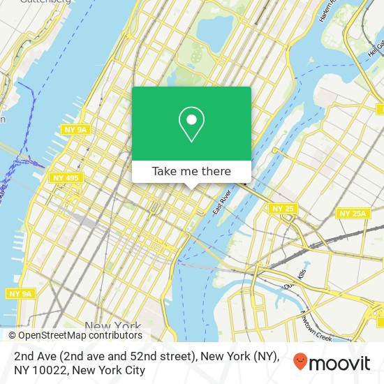 2nd Ave (2nd ave and 52nd street), New York (NY), NY 10022 map