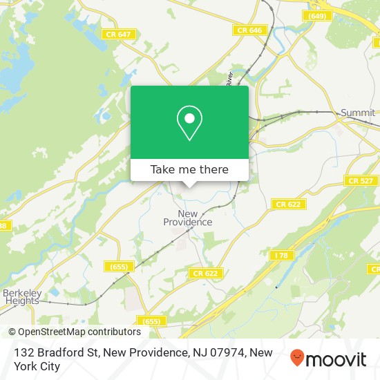 Mapa de 132 Bradford St, New Providence, NJ 07974