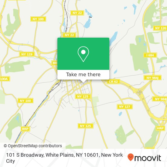 Mapa de 101 S Broadway, White Plains, NY 10601