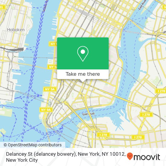 Delancey St (delancey bowery), New York, NY 10012 map