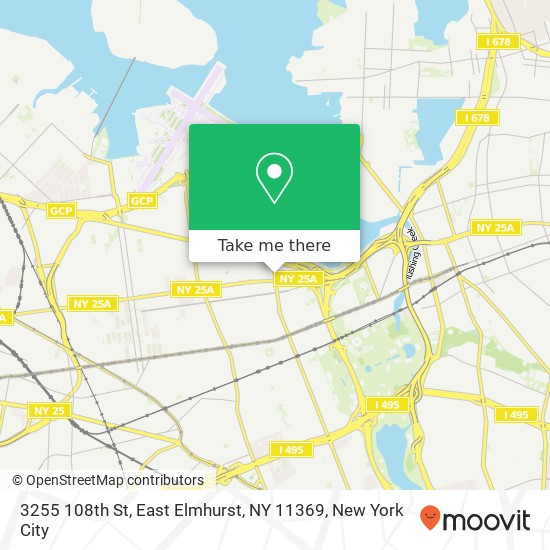 Mapa de 3255 108th St, East Elmhurst, NY 11369
